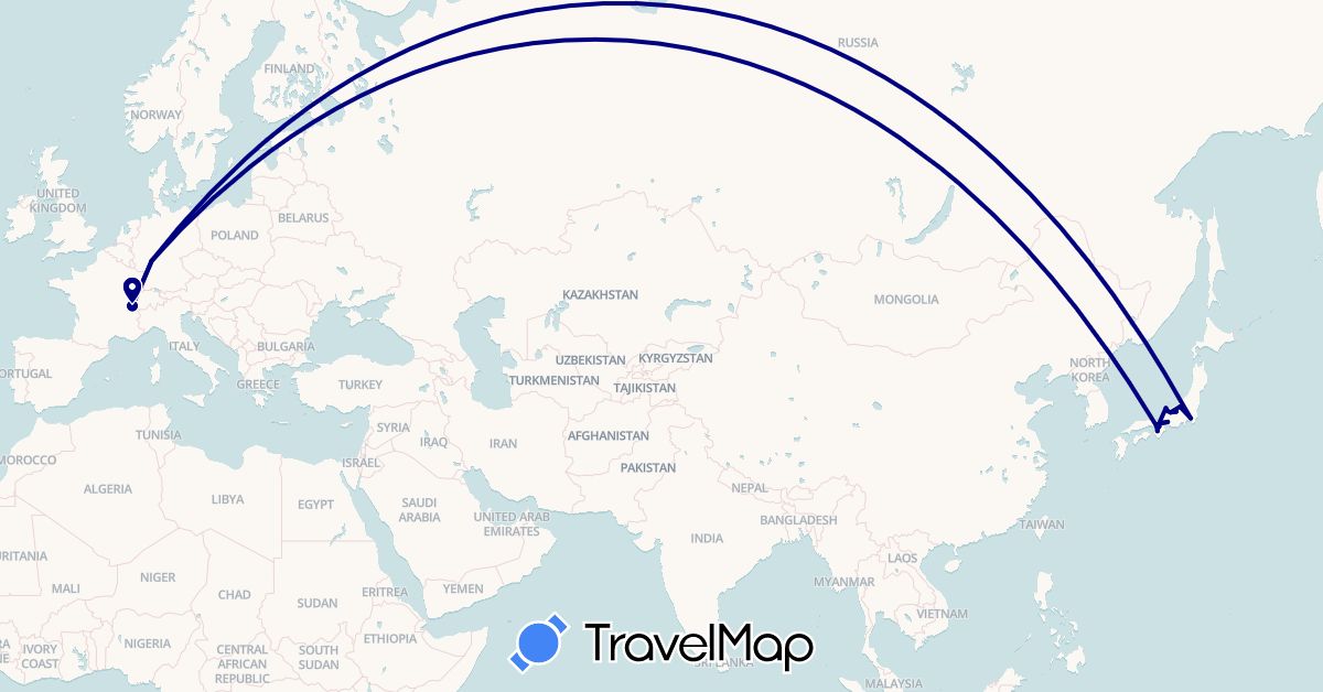 TravelMap itinerary: driving in Switzerland, Germany, Japan (Asia, Europe)